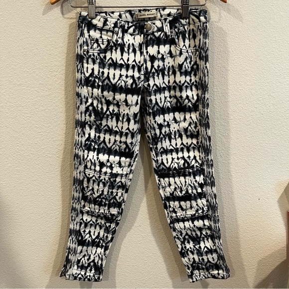 Isabel Marant pour H&M blue and white tie dye moto skinny jeans waist 12.75” - Picture 2 of 11
